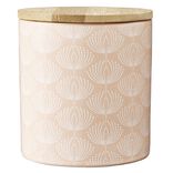 Pot en c&eacute;ramique &agrave; motif rose avec couvercle en bois H10,5 cm