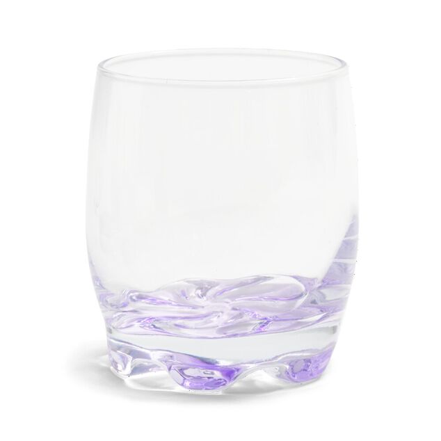 Lot de 3 verres 29cl en verre transparent fond color&eacute; rose/violet/orange