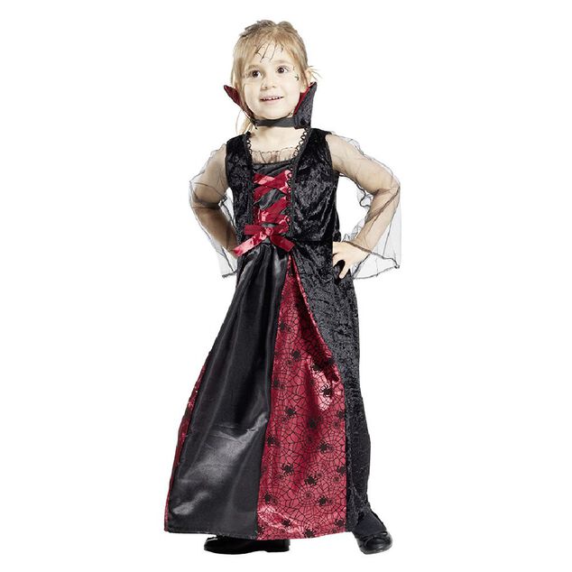 D&eacute;guisement enfant Halloween vampire robe noir et rouge 7/10ans