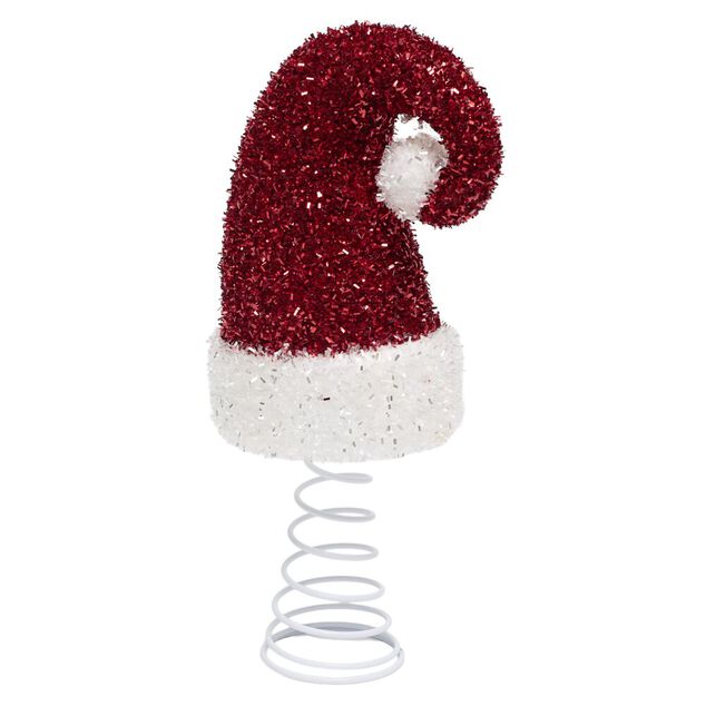 Cimier de sapin bonnet de No&euml;l brillant H28cm