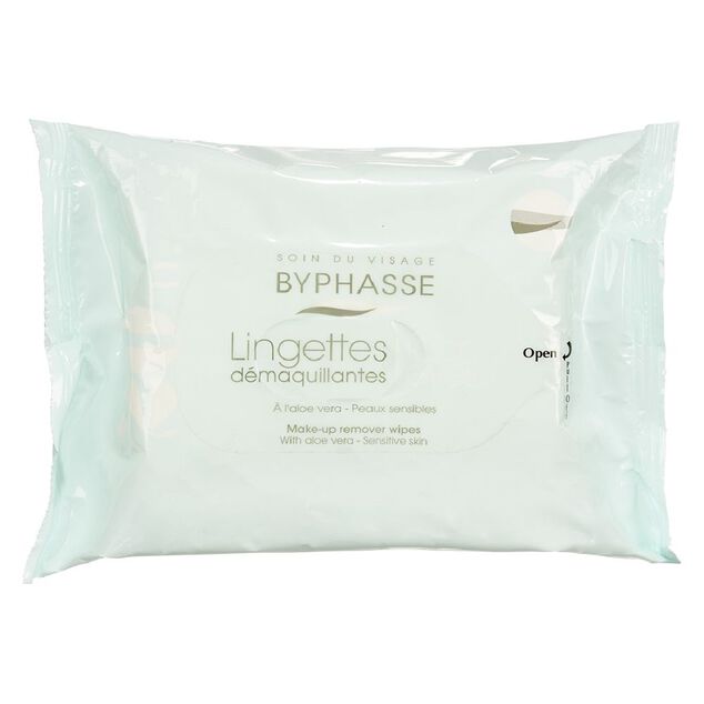 Lingette d&eacute;maquillante Byphasse peaux sensibles x20