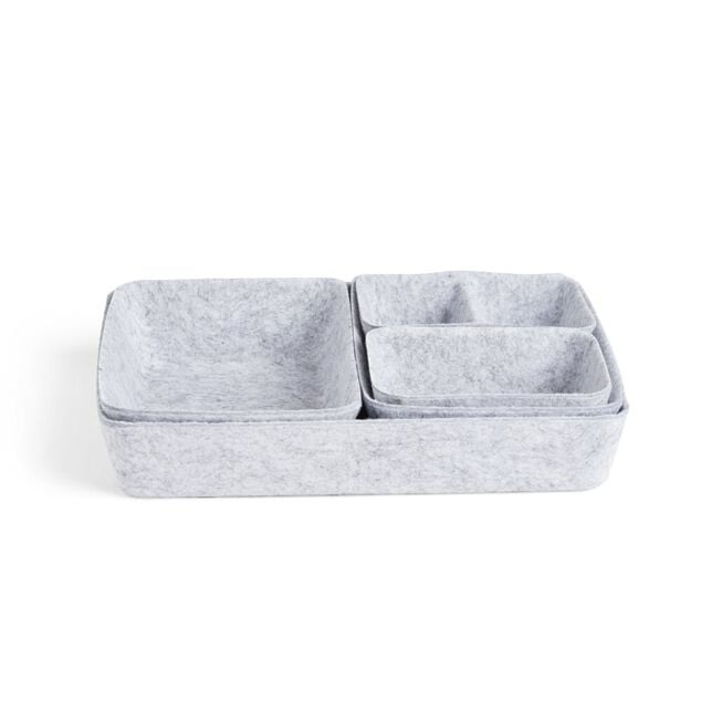 Pani&egrave;re de rangement en feutrine lot de 5 tailles