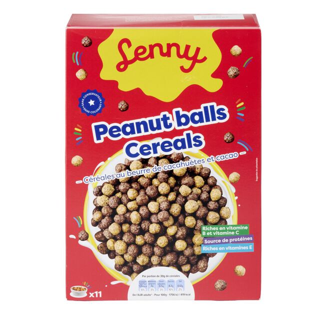 C&eacute;r&eacute;ales souffl&eacute;es Lenny boules au beurre de cacahu&egrave;te et cacao 300gr