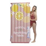 Matelas gonflable piscine Tropical Fresh motif citron rose et jaune 90x180cm