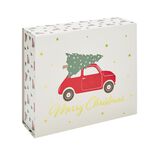 Boîte cadeau Noël pliable fermeture magnétique Merry Christmas sapin 30x35cm