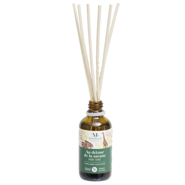 Diffuseur à bâtons Mességué bouquet parfumé vanille ambre musc santal 50ml
