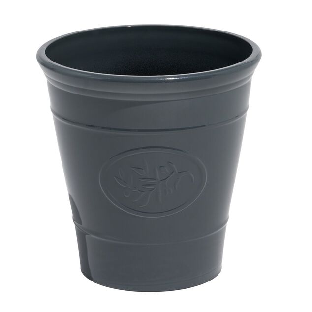Cache pot motif proven&ccedil;al plastique gris &Oslash;30xH30cm