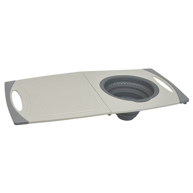 Planche à découper avec passoire rétractable silicone 56x29,5cm