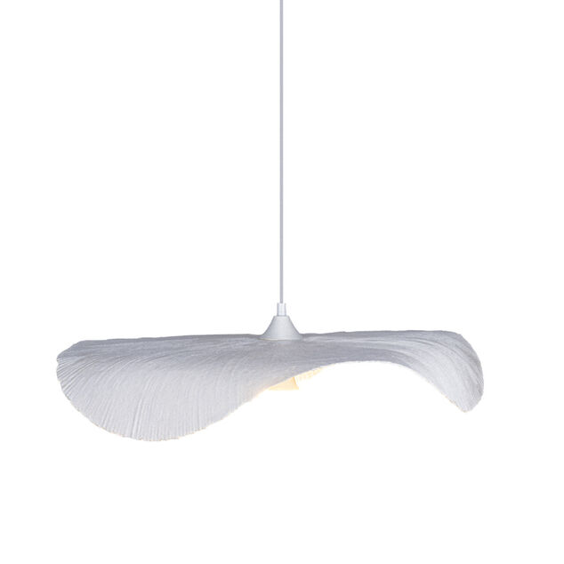 Suspension luminaire en papier mach&eacute; ondul&eacute; et m&eacute;tal &Oslash;52cm