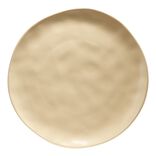 Assiette plate forme organique gr&egrave;s beige &Oslash;26cm