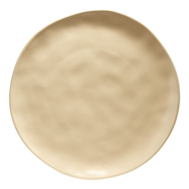 Assiette plate forme organique gr&egrave;s beige &Oslash;26cm