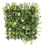 Carr&eacute; v&eacute;g&eacute;tal artificiel feuillage et fleurs blanches 25x25cm clipsable