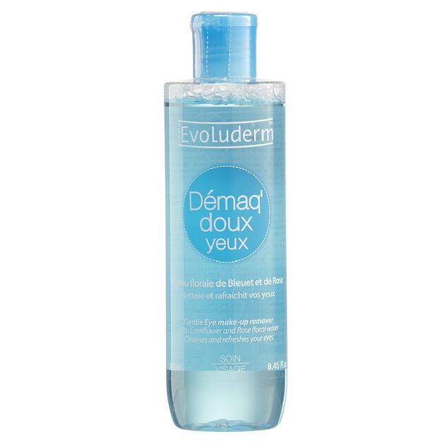 D&eacute;maquillant yeux doux Evoluderm eau de bleuet et rose 250 ml