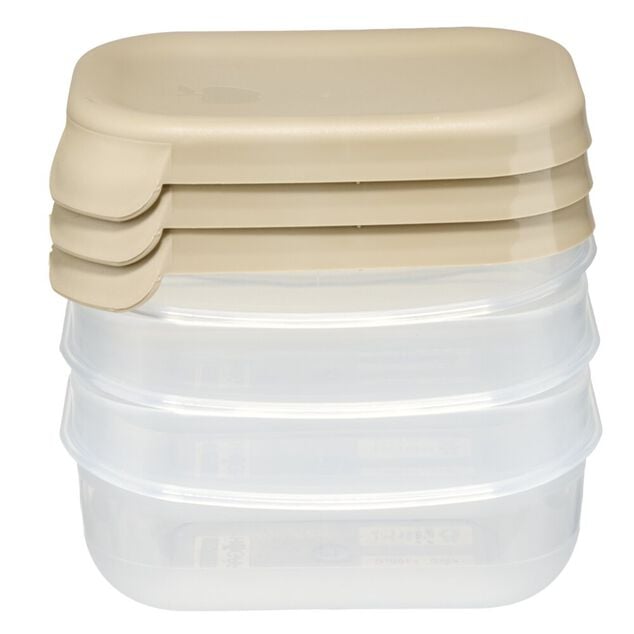 Bo&icirc;te alimentaire rectangulaire 25cl x3 plastique avec couvercle 12,5x9xH9,5cm (3 mod&egrave;les)