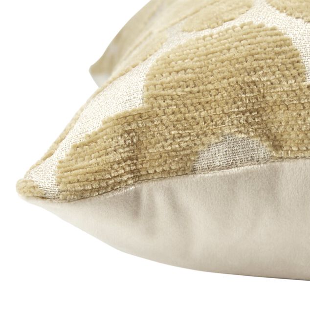 Coussin carr&eacute; jacquard chenille fleur marron 40x40cm