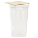 Coffre linge 56L couvercle bambou beige