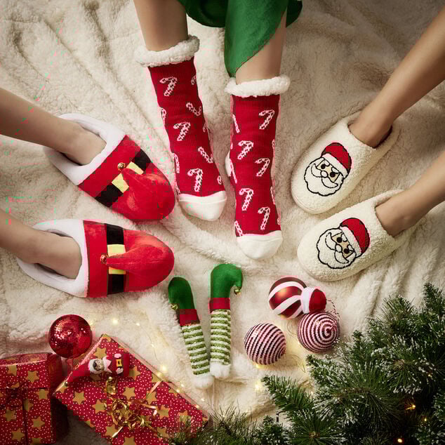 Chaussons No&euml;l mixte blanc cass&eacute; et rouges T36 &agrave; 45