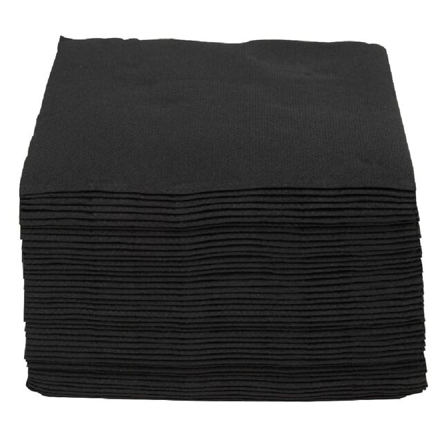 Serviette cocktail carr&eacute;e noire Tex Touch 2 plis en papier x40