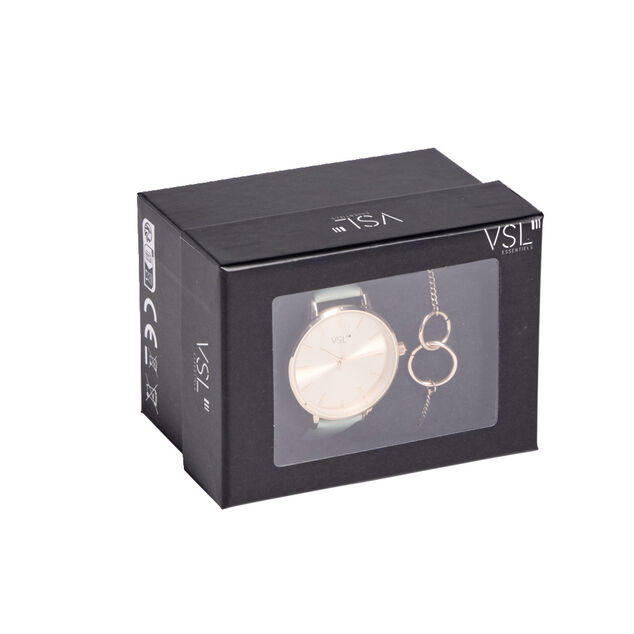 Ensemble montre et bracelet femme rose gold et vert pastel