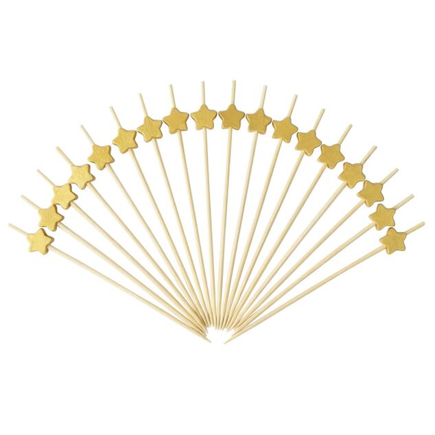 Pique ap&eacute;ritive X20 pcs en bambou L21X12X2 cm (3 designs assortis)