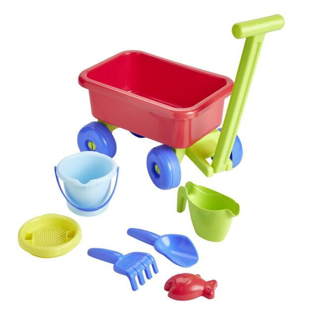 Chariot de plage garni pour enfant plastique 69,5x20xH20,5cm (7 pi&egrave;ces)