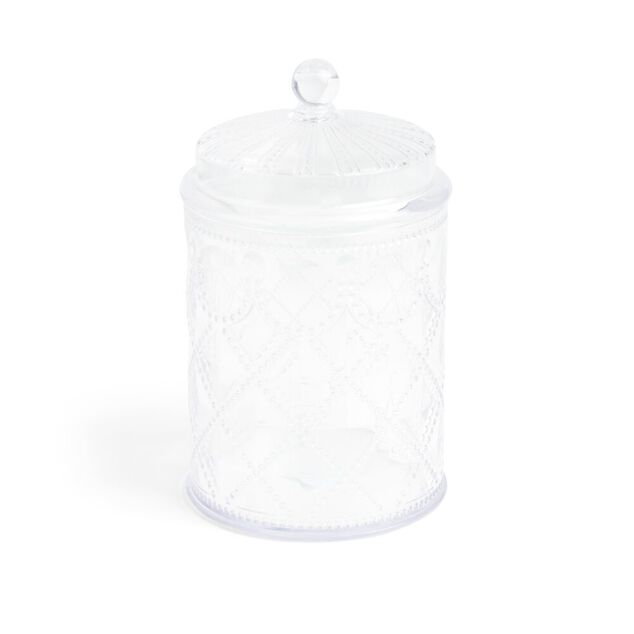 Bonbonni&egrave;re plastique effet capitonn&eacute; &Oslash;10xH20cm (2 mod&egrave;les)