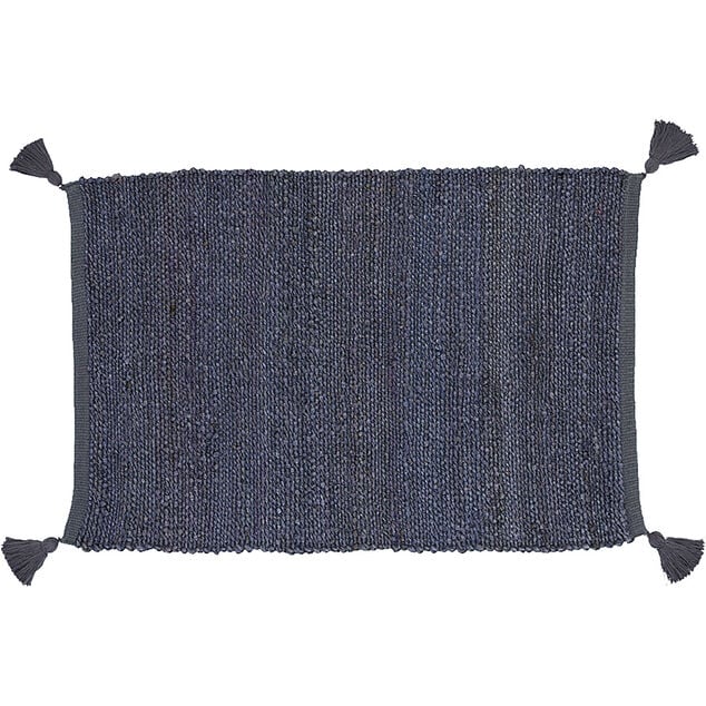 Tapis rectangulaire jute bleu