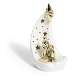 Crèche lune céramique lumineuse H18,5cm