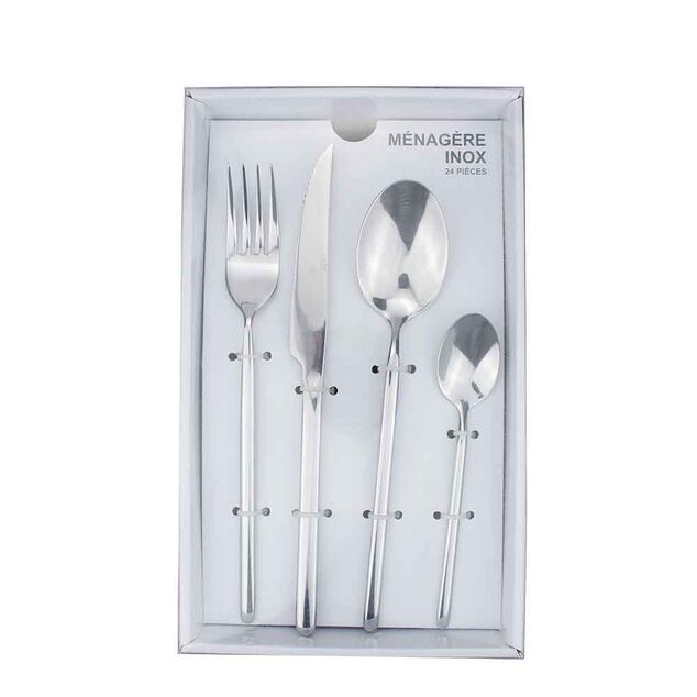 M&eacute;nag&egrave;re moderne en inox 24 pi&egrave;ces