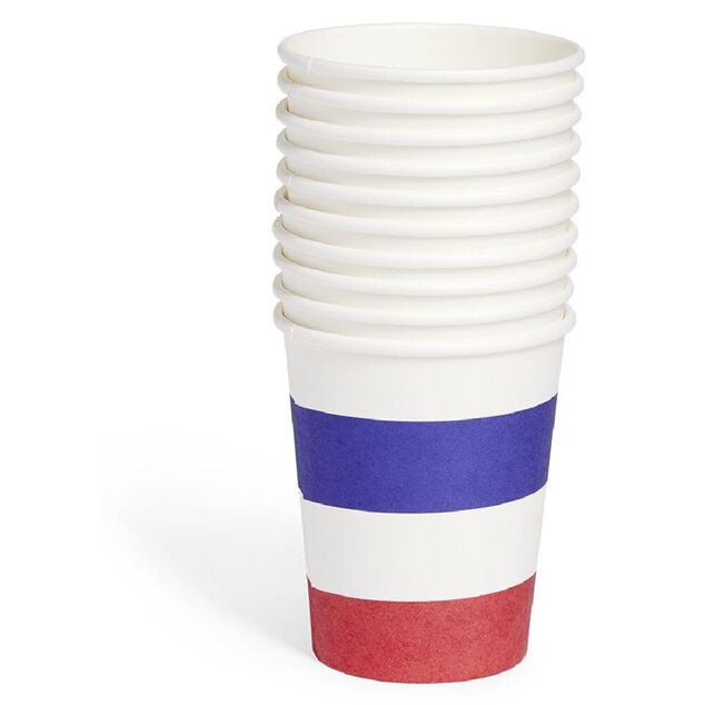 Lot de 10 verres Happy Party papier bleu blanc rouge