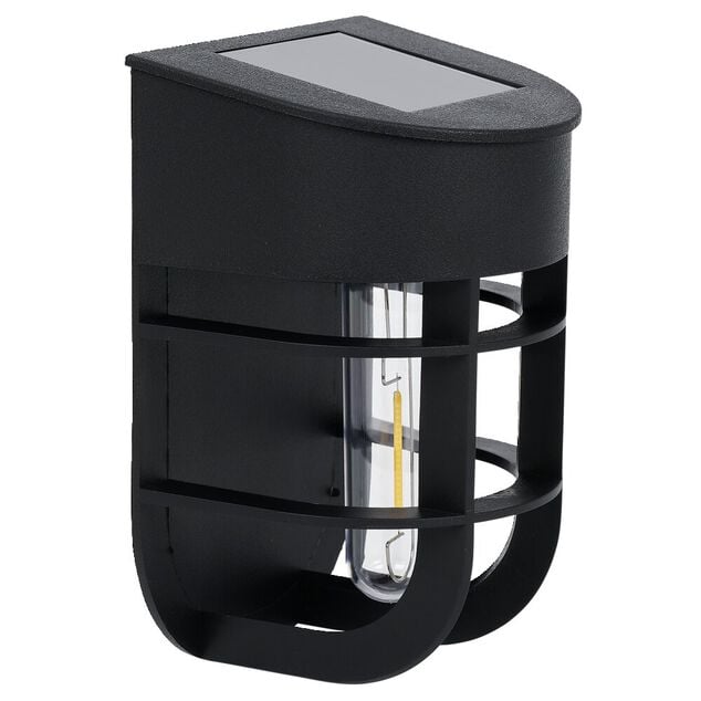 Lampe solaire plastique noir 9,5x8xH14,5cm