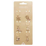 Marque verre en zinc th&egrave;me No&euml;l dor&eacute; 6 pi&egrave;ces