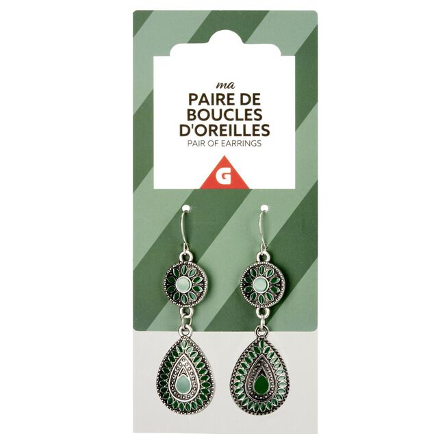 Paire de boucles d'oreilles pendantes L6,5cm (3 modèles)