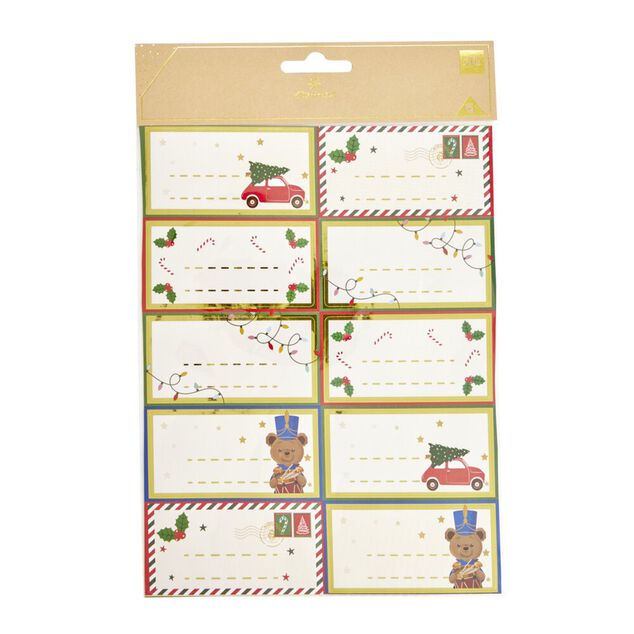 Étiquettes autocollantes Noël x10 motif traditionnel