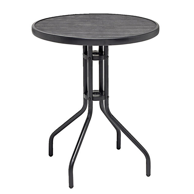 Table de jardin ronde bistrot Mac&eacute;o acier noir &Oslash;60xH71cm