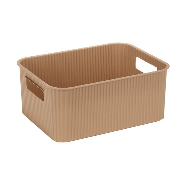 Pani&egrave;re de rangement 10L rectangulaire plastique marron 35x26,5xH12,5cm
