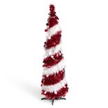 Sapin de Noël artificiel POP UP rouge et blanc Ø30xH120cm