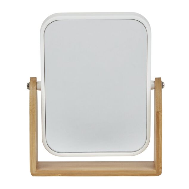Miroir &agrave; poser blanc et bambou