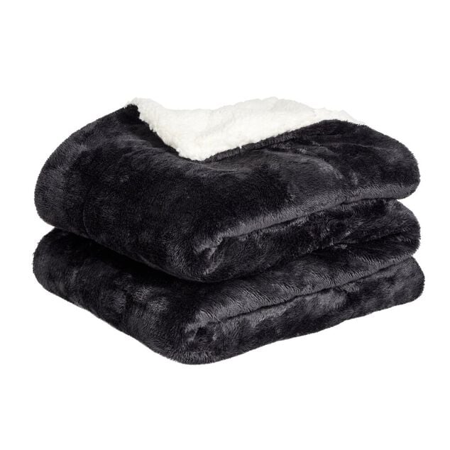 Plaid pilou pilou réversible noir et blanc 127x152cm