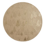 Set de table rond en jute naturel motifs sapins dorés Ø38cm
