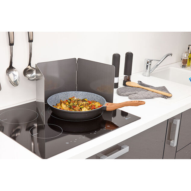 Plaque anti projections 3 volets noir carbone