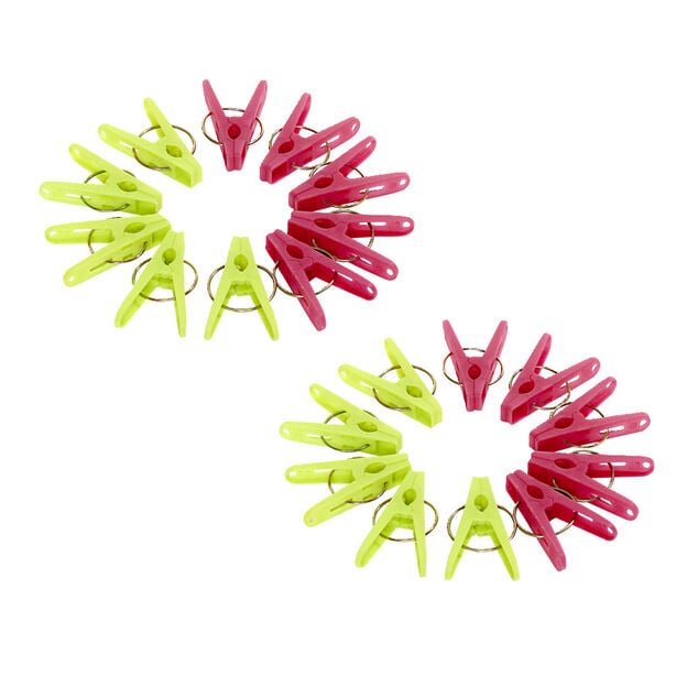 Pince &agrave; linge plastique bleu et rose x20