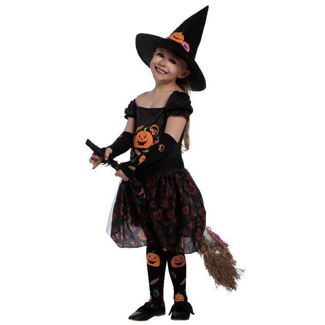 D&eacute;guisement fille sorci&egrave;re citrouille Halloween 3/4 ans