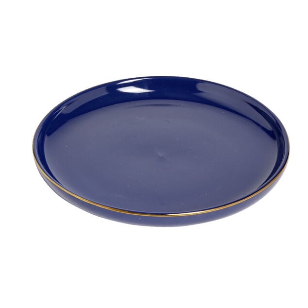 Assiette &agrave; dessert bleue bordure dor&eacute;e &Oslash;20cm