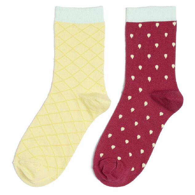 Chaussettes d&eacute;pareill&eacute;es motif rouge/jaune - T36/40