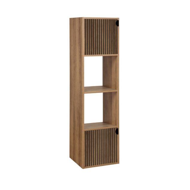 Colonne Adam 4 cases dont 2 portes bois marron 30x29,5xH120cm