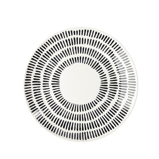 Assiette &agrave; dessert Dakar en porcelaine blanc et noir &Oslash;19cm