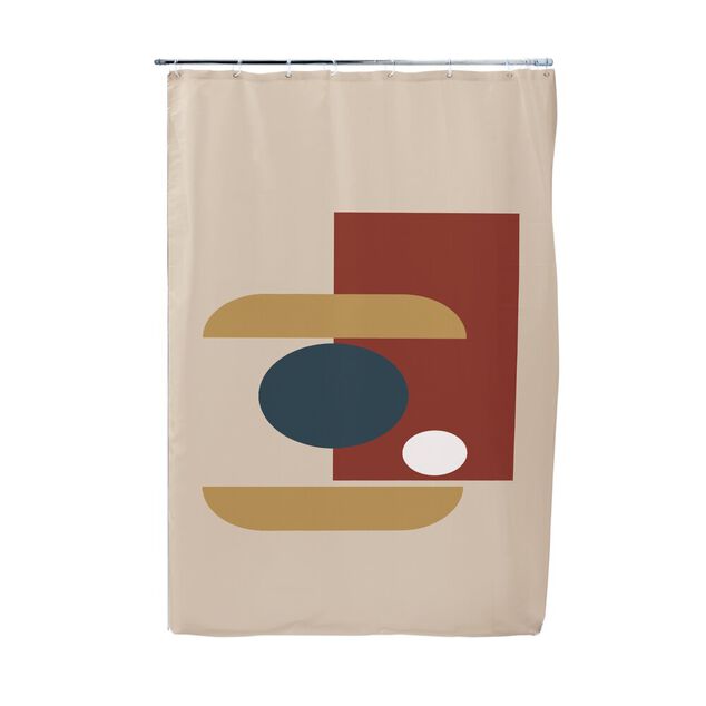 Rideau de douche beige motif moderne 180x200cm