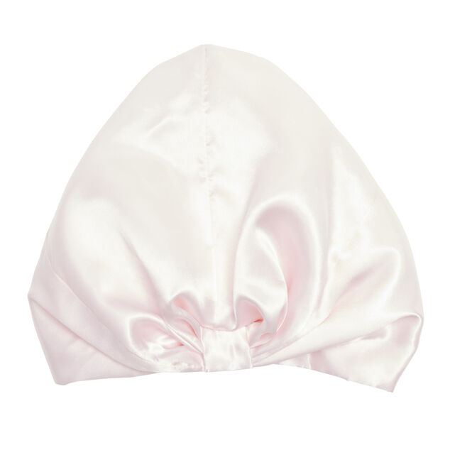 Bonnet de nuit satin&eacute; rose anti-frisottis 15x17cm