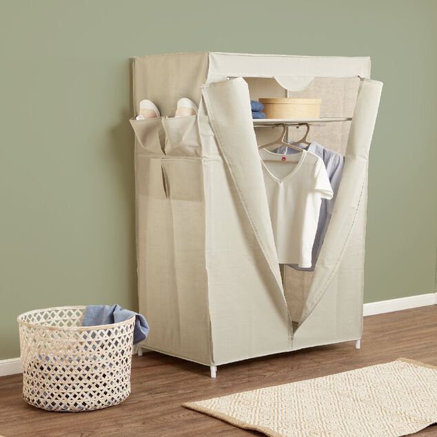 Armoire textile avec étagère et portant 70x45x155cm